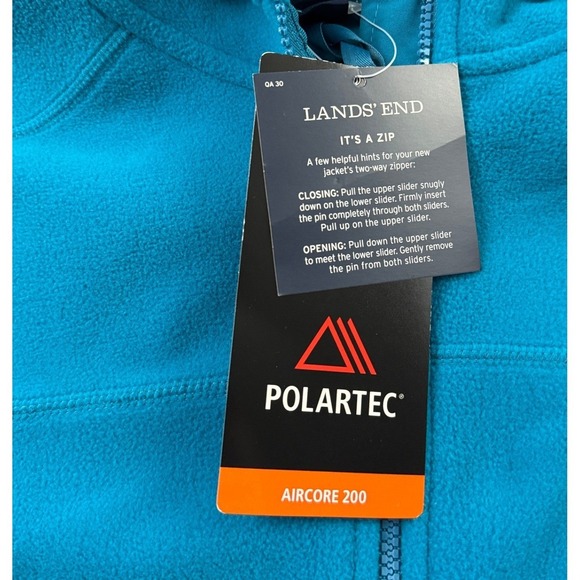 Lands' End Polartec Aircore 200 Fleece Hoodie Women 18 Blue Full Zip Jacket - Picture 4 of 14